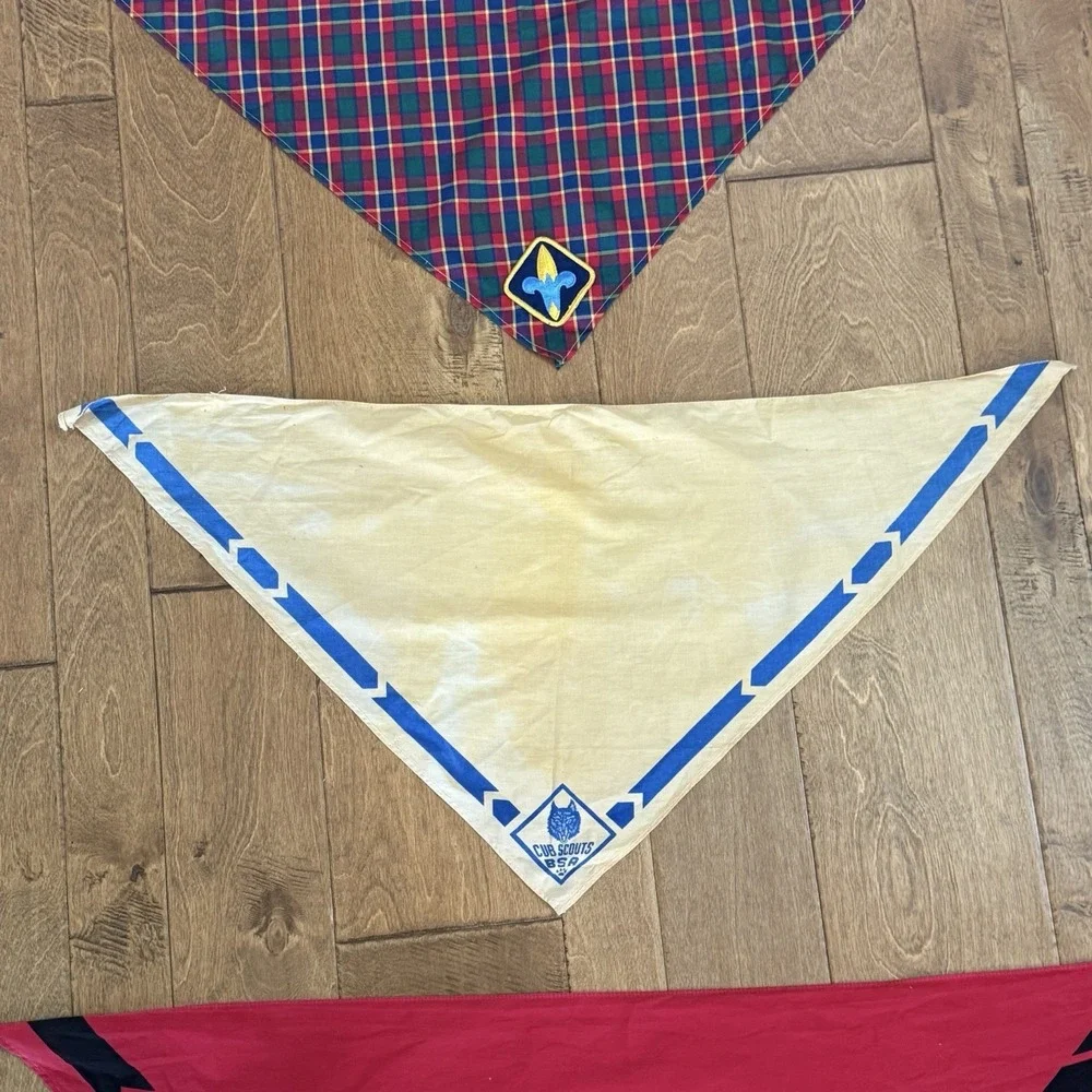 Vintage Boy Scouts Cub Scouts Lot 1965 Bear Book Belt Neckerchiefs Webelos BSA